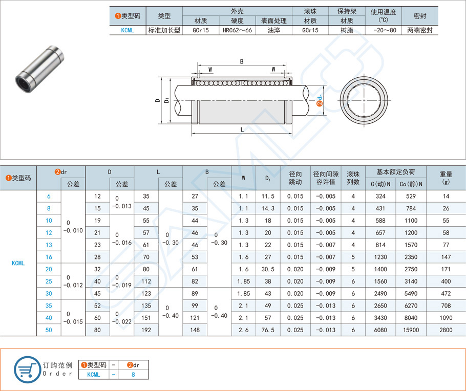 直線軸承，加長(zhǎng)軸承型